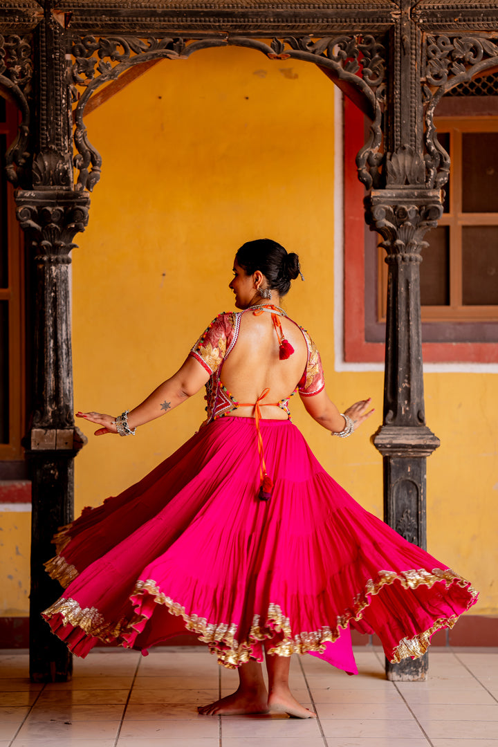 Hot Pink Flared Skirt Anjanase