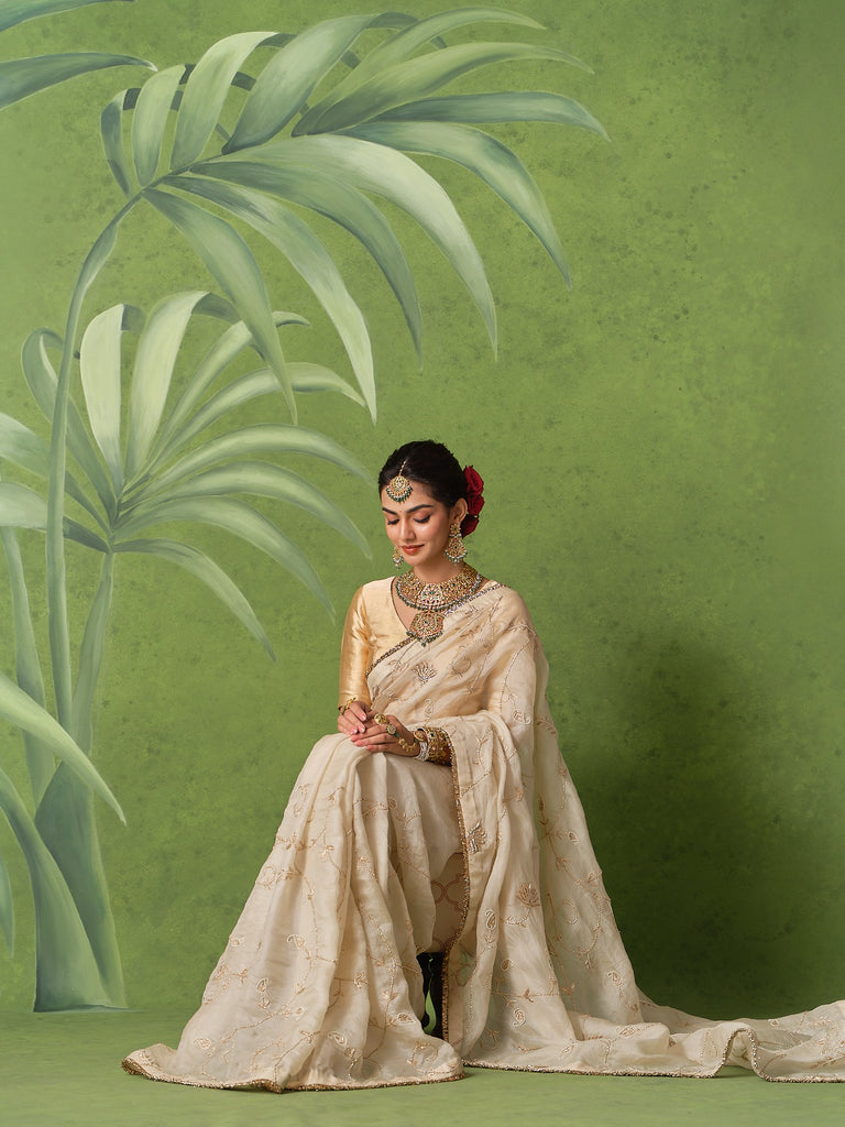 Ivory Jaal Saree