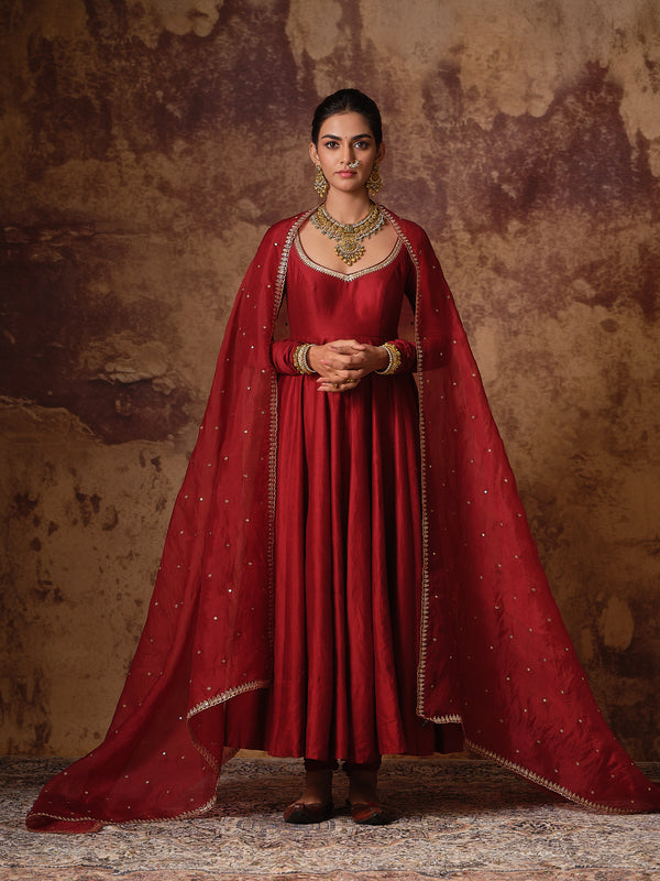 Maroon Anarkali Set