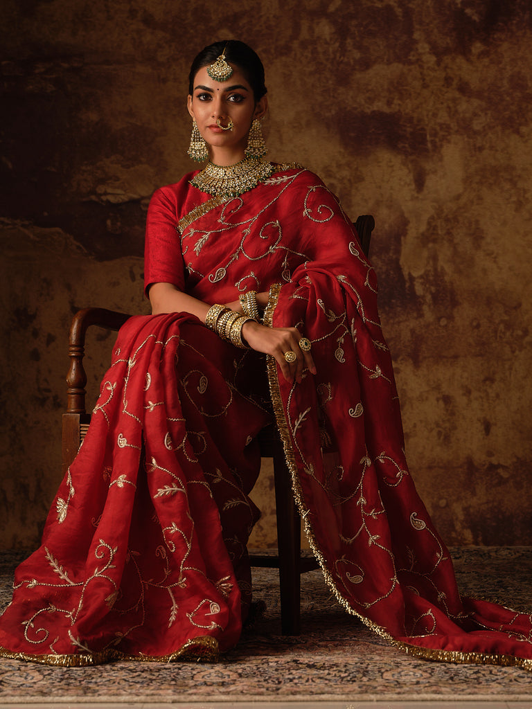 Maroon Jaal Saree