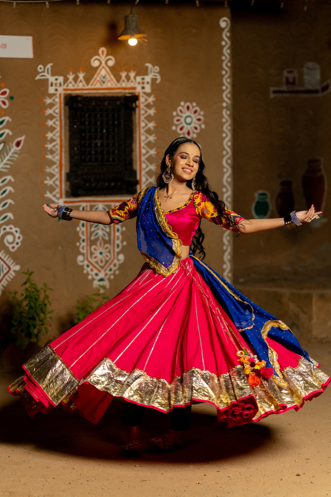 Pink Cotton Lehenga Set