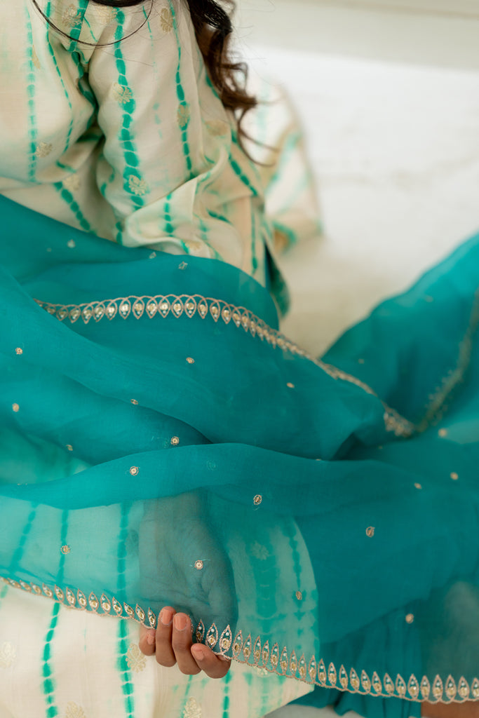 Aqua Blue Organza Dupatta