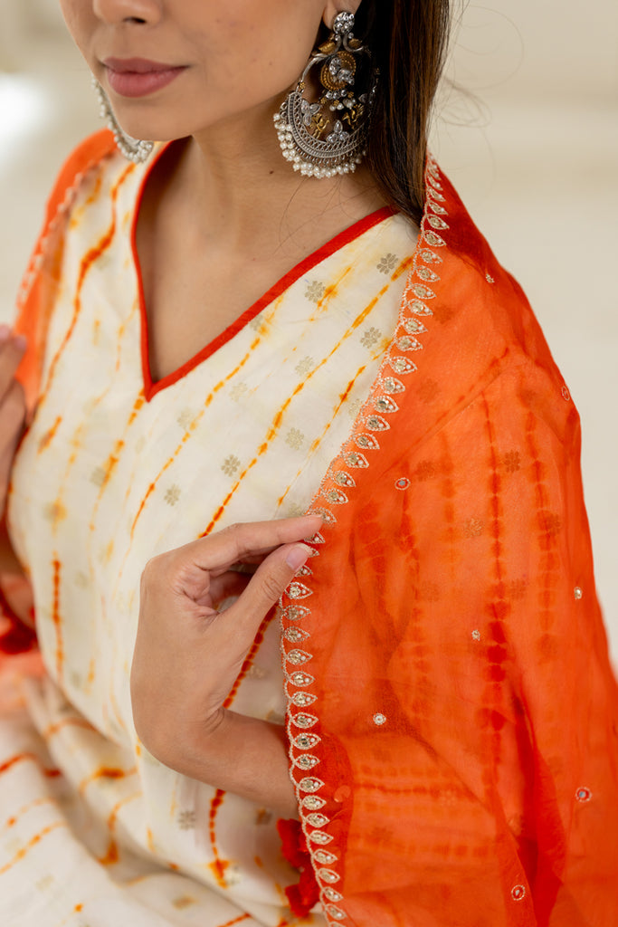 Orange Organza Dupatta