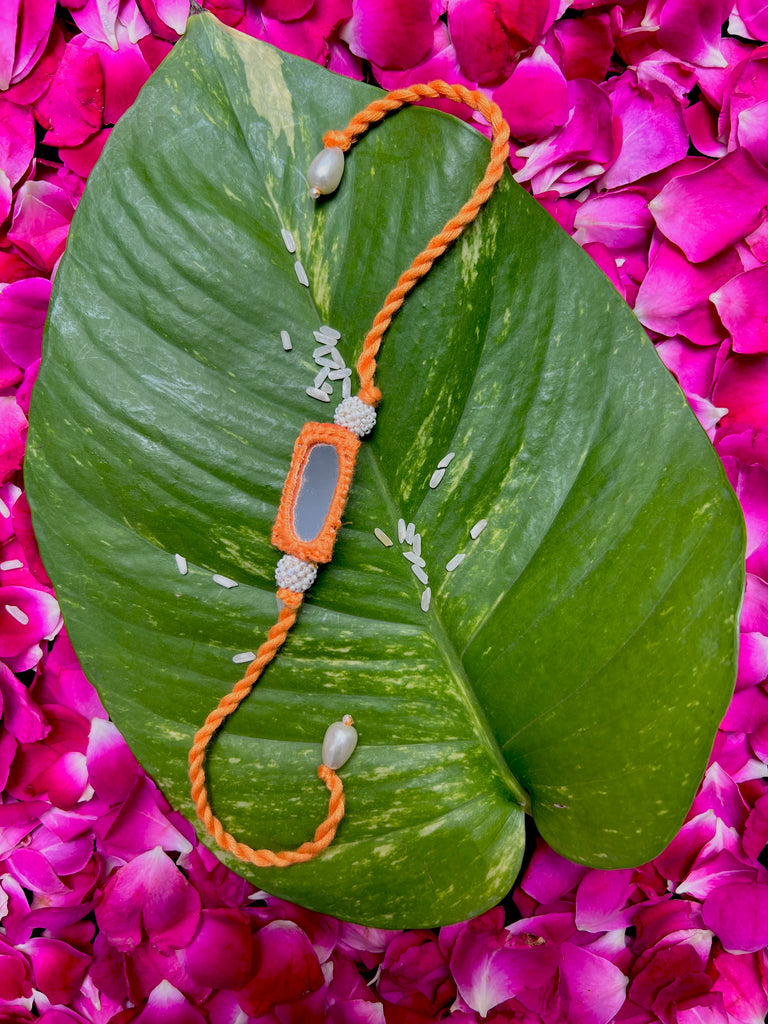 Orange Mirror Rakhi