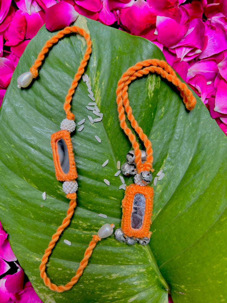 Orange Mirror Combo Rakhi