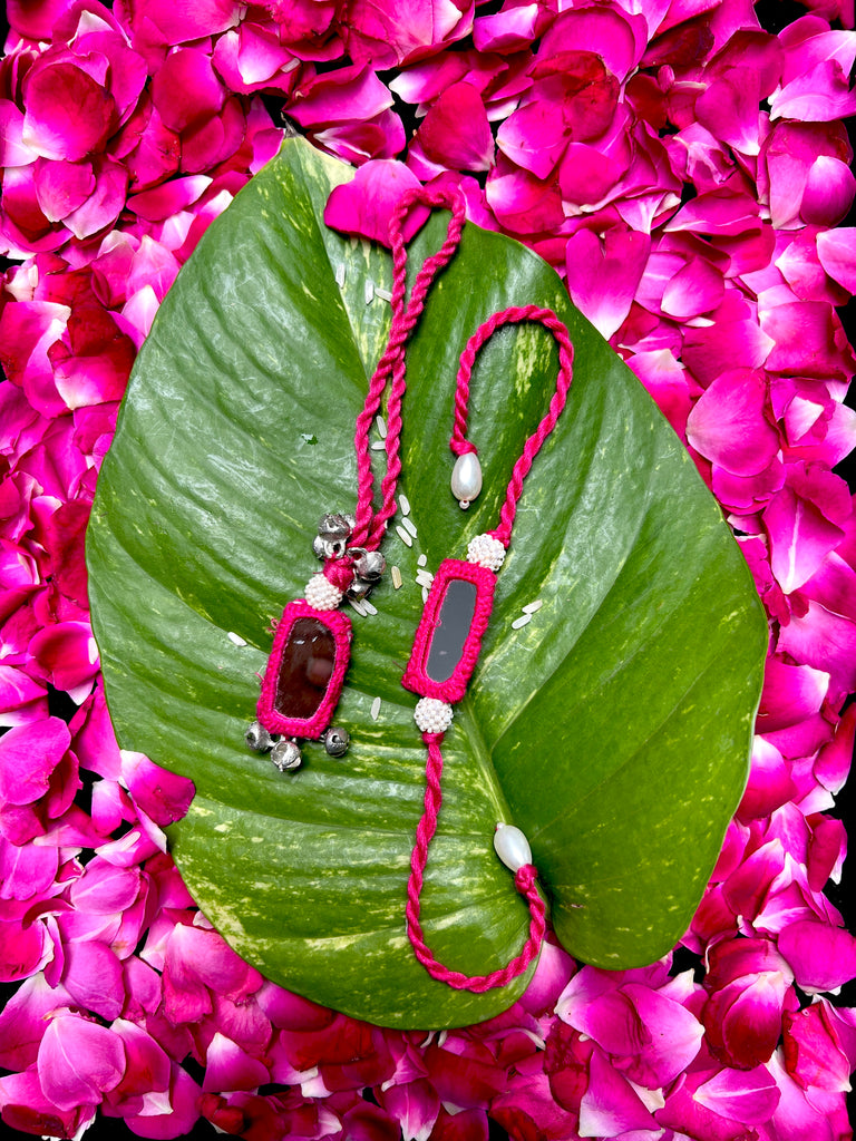 Pink Mirror Combo Rakhi