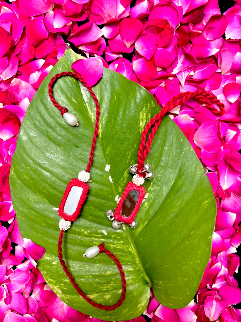 Red Mirror Combo Rakhi