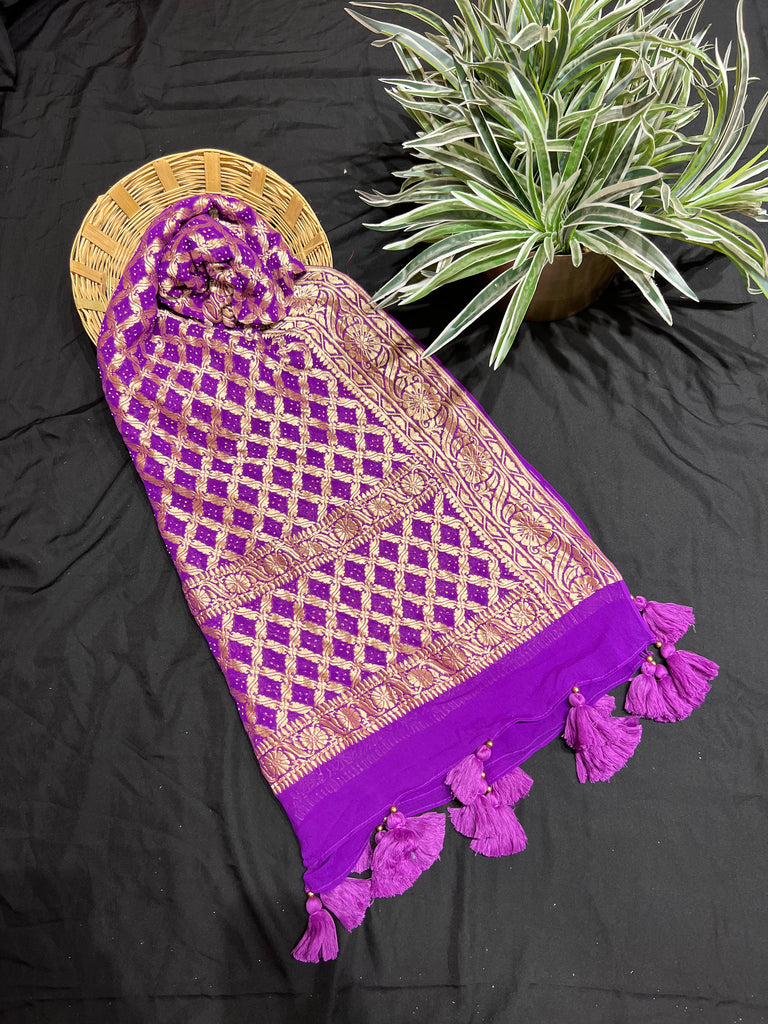 Purple banarasi dupatta