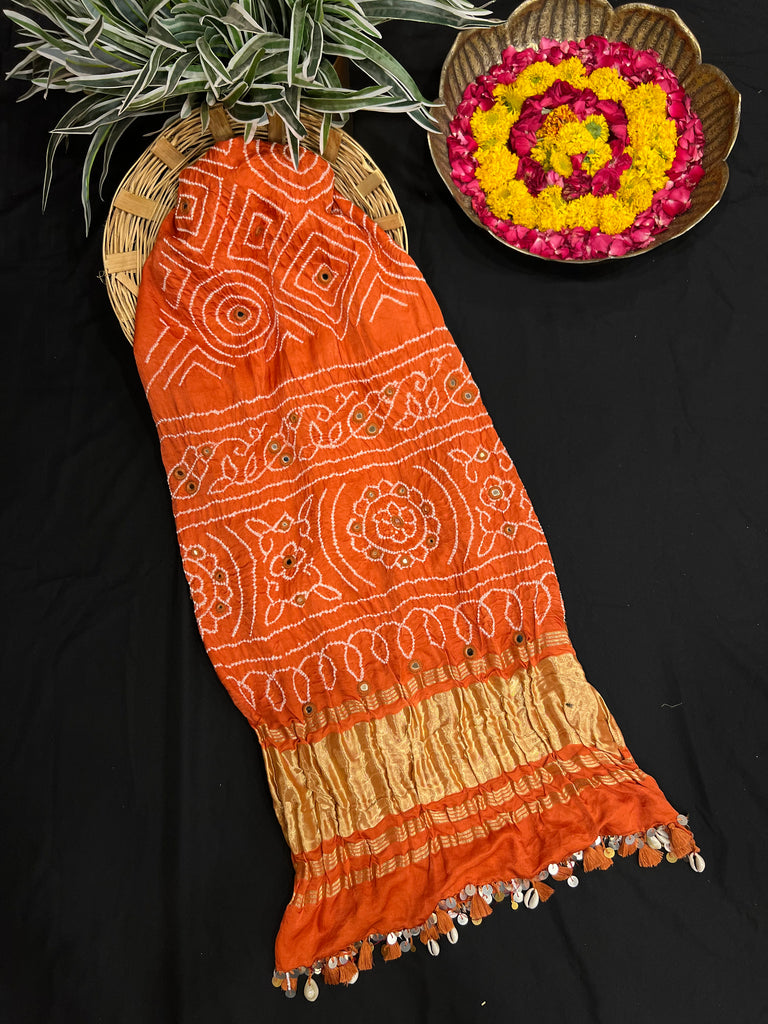 Orange bandhani dupatta