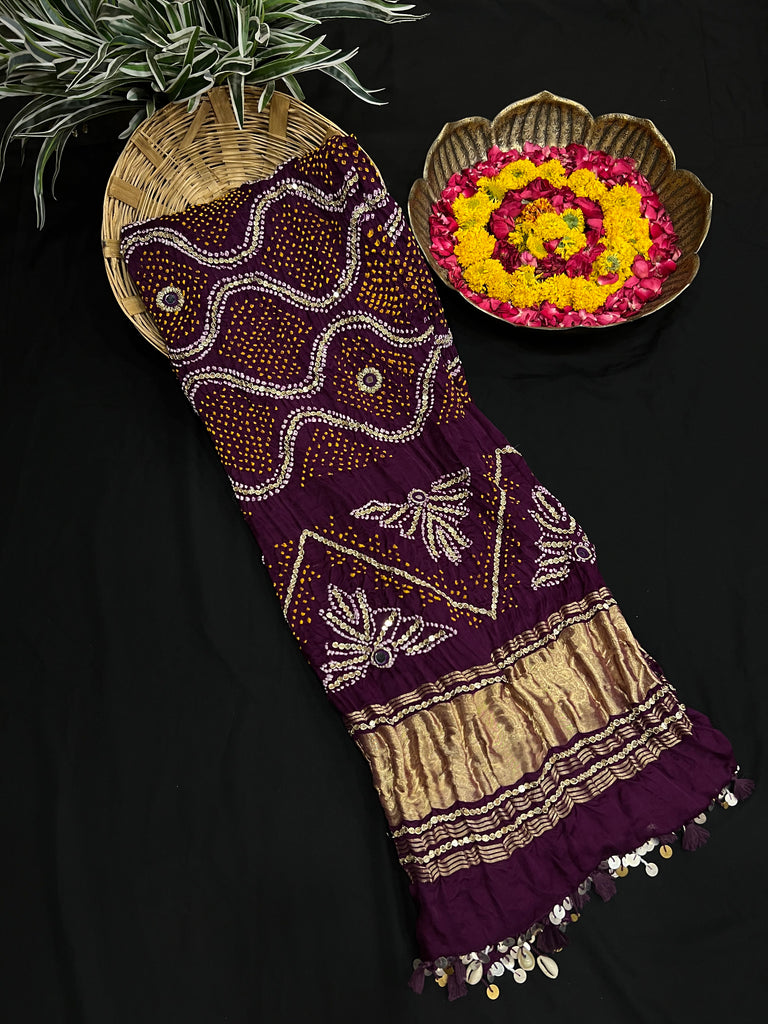 Violet bandhani dupatta