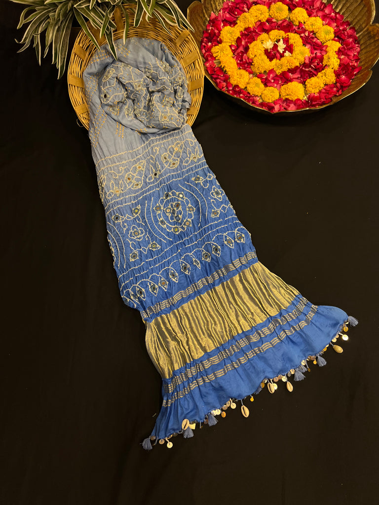 Blue bandhani dupatta