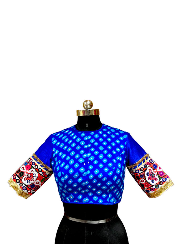 Blue Bandhani Patch Blouse