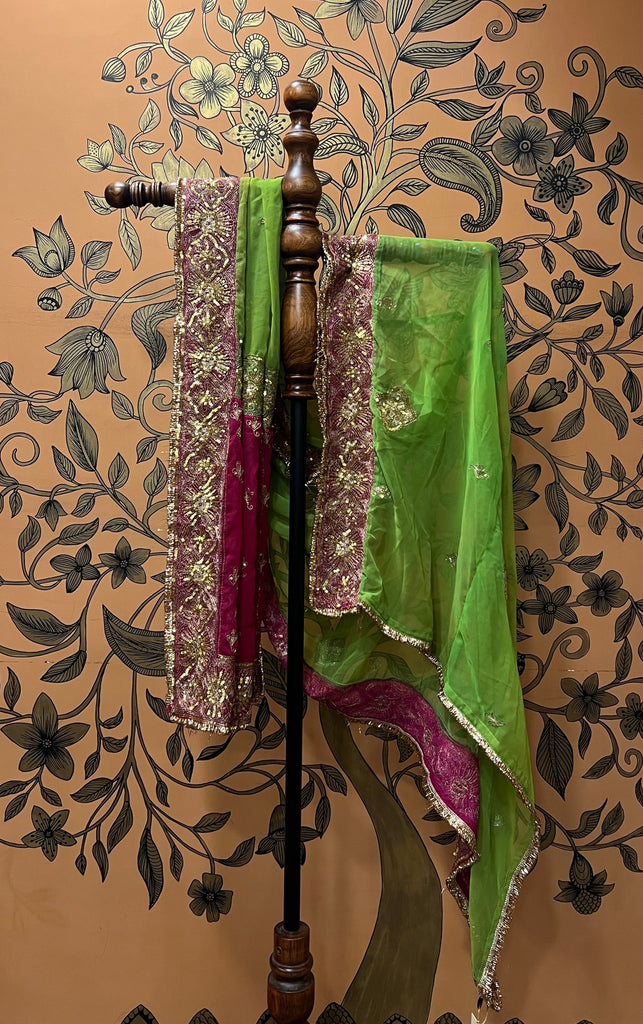 Green & Pink Vintage Dupatta