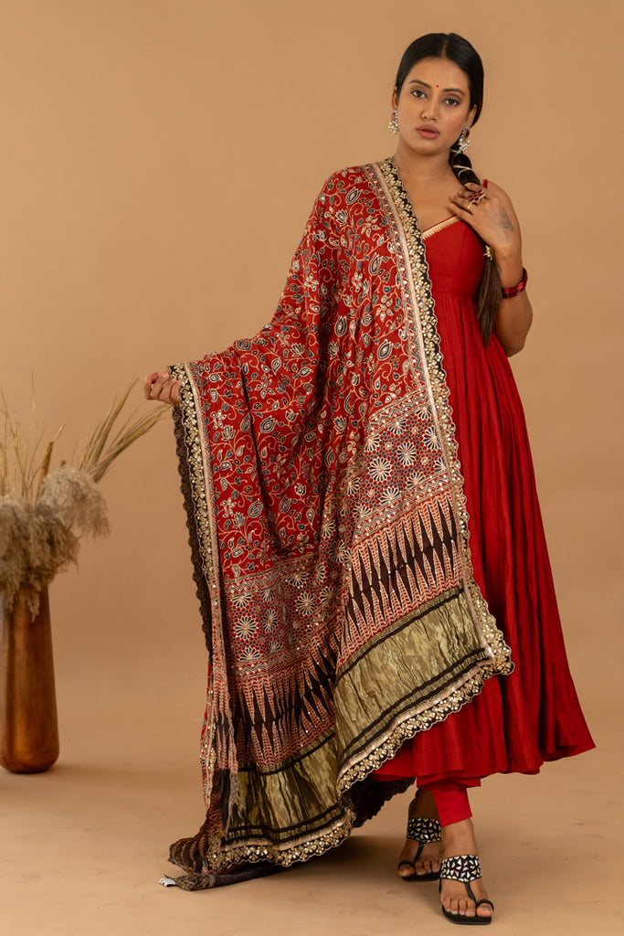 Maroon Anarkali Set