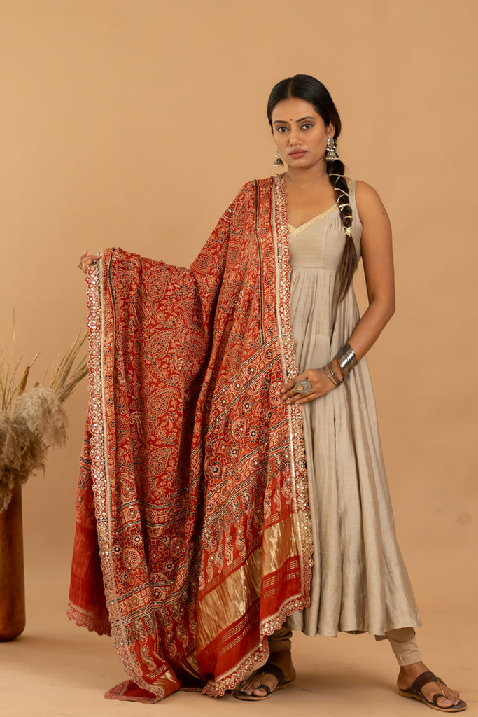 Beige Anarkali Set