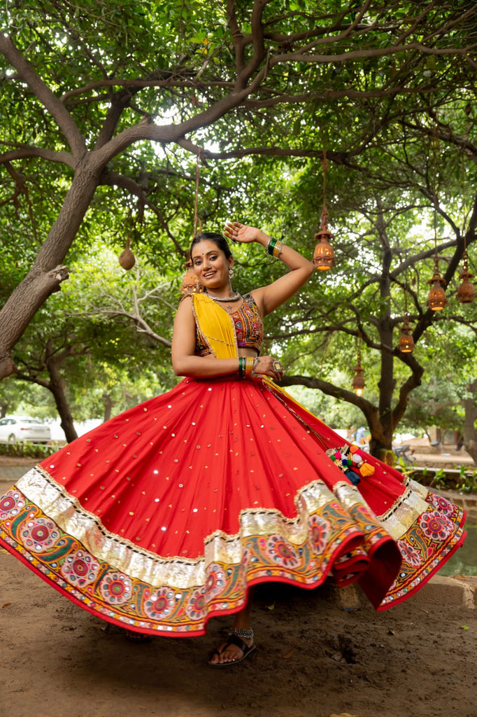  Navratri Red Patch Lehenga set