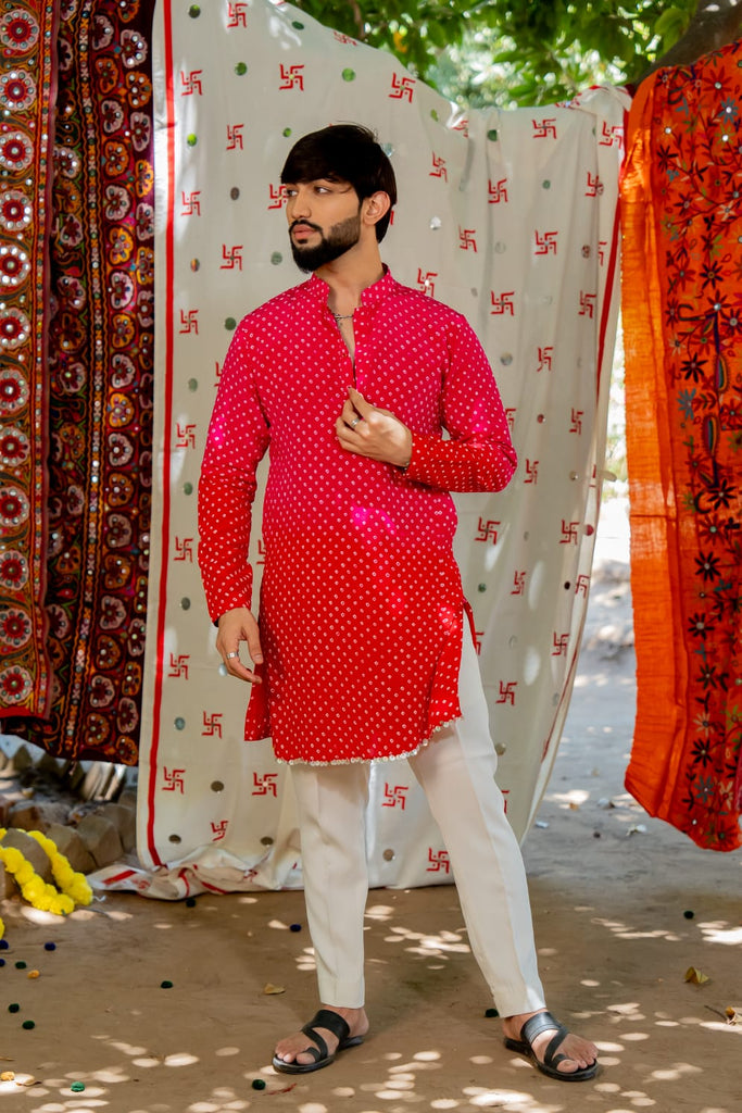 Navratri red - pink ombre Kurta