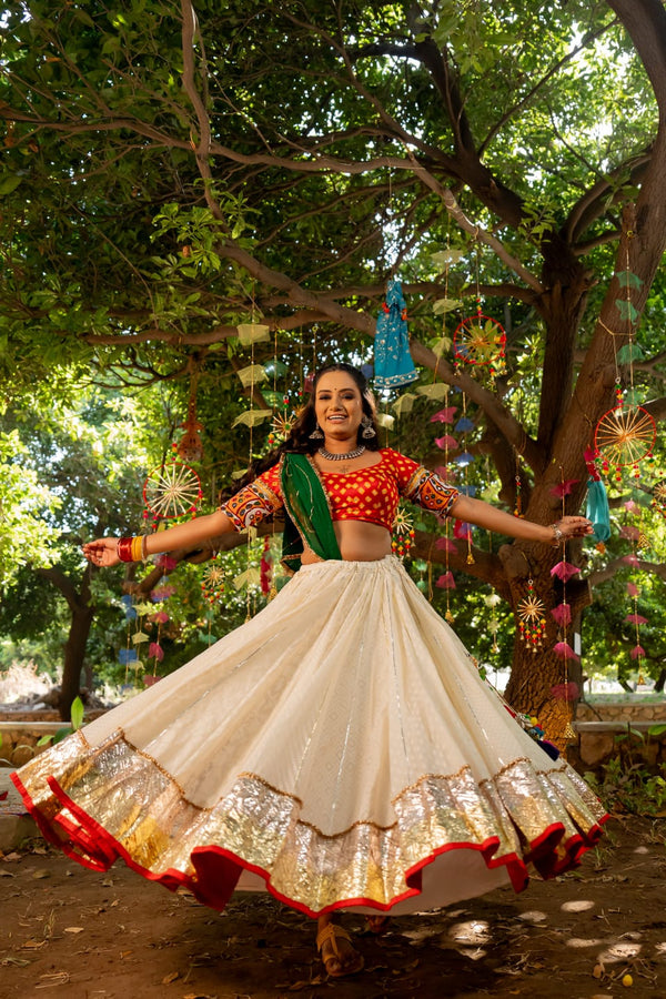 Navratri Green Ghumer Chiffon Dupatta 