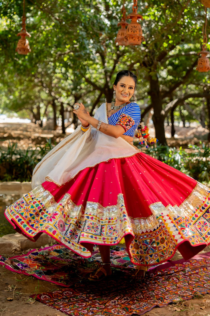 Navratri White Chiffon Dupatta