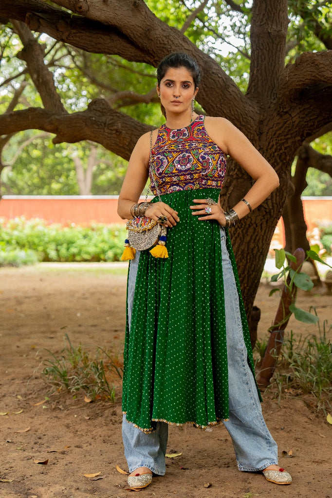 Green Boho Kurta