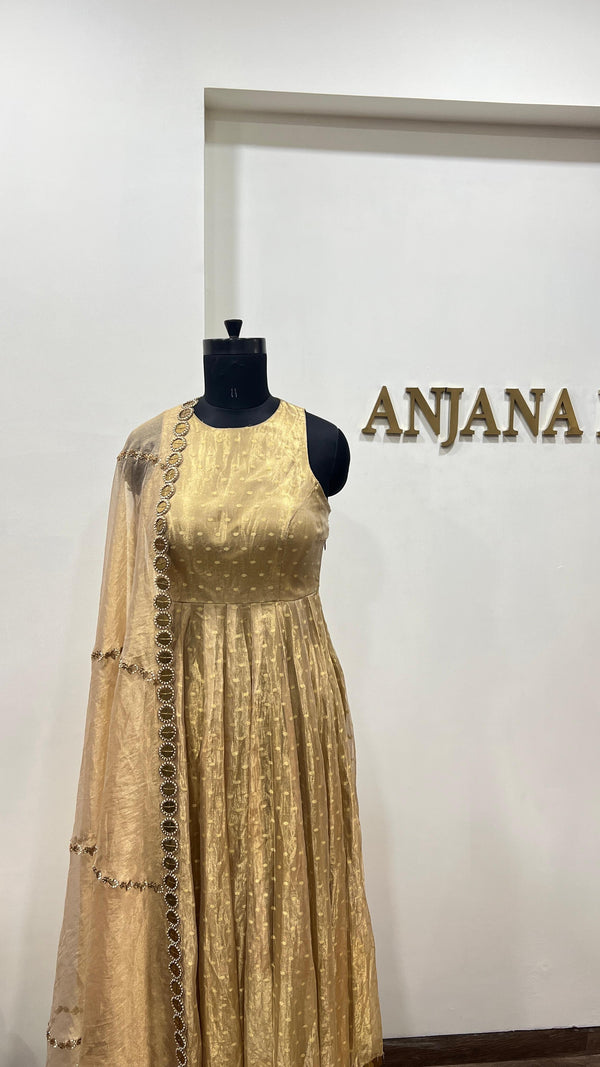 Golden Jewel Anarkali Set