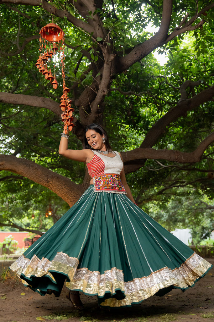 Bottle Green Cotton Skirt