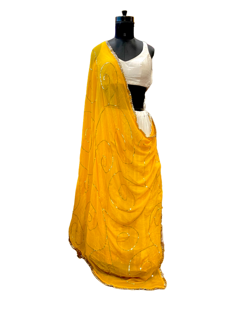 Yellow ghumer chiffon Dupatta