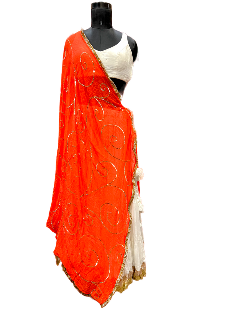 Orange ghumer chiffon Dupatta