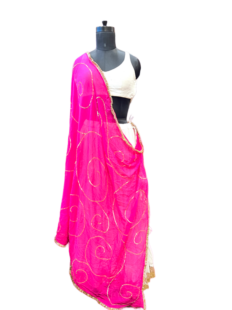 Pink ghumer chiffon Dupatta