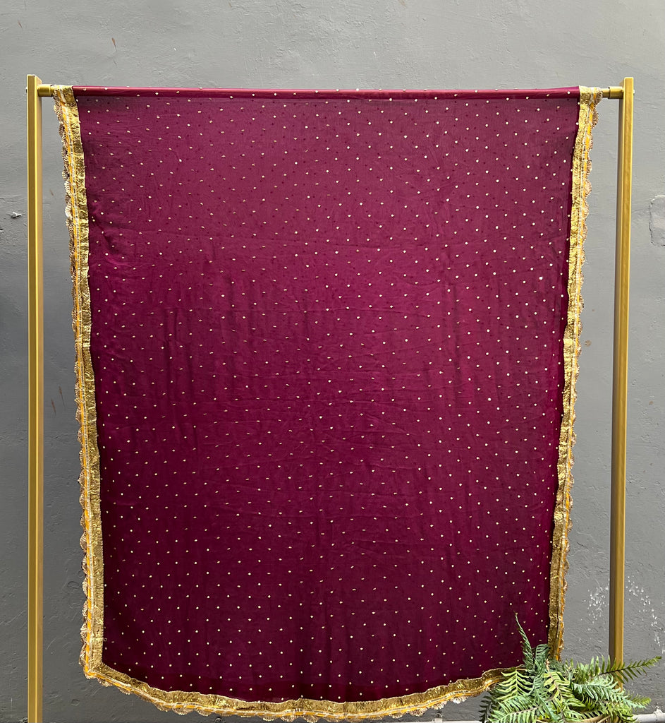 Wine Chiffon Dupatta - Anjanase