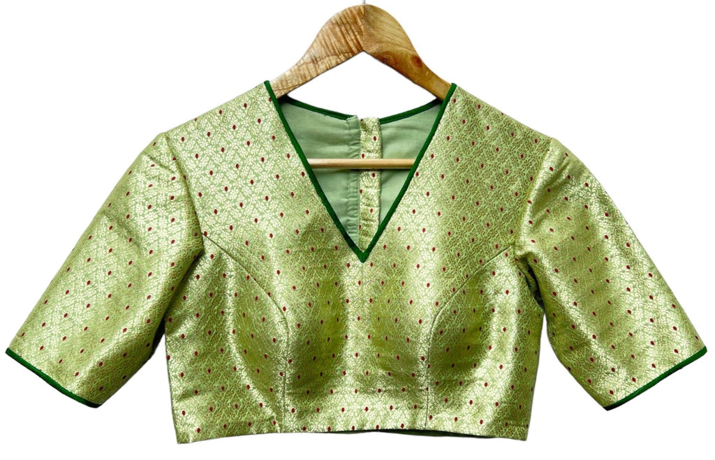 Green Kinkhab Blouse - Anjanase