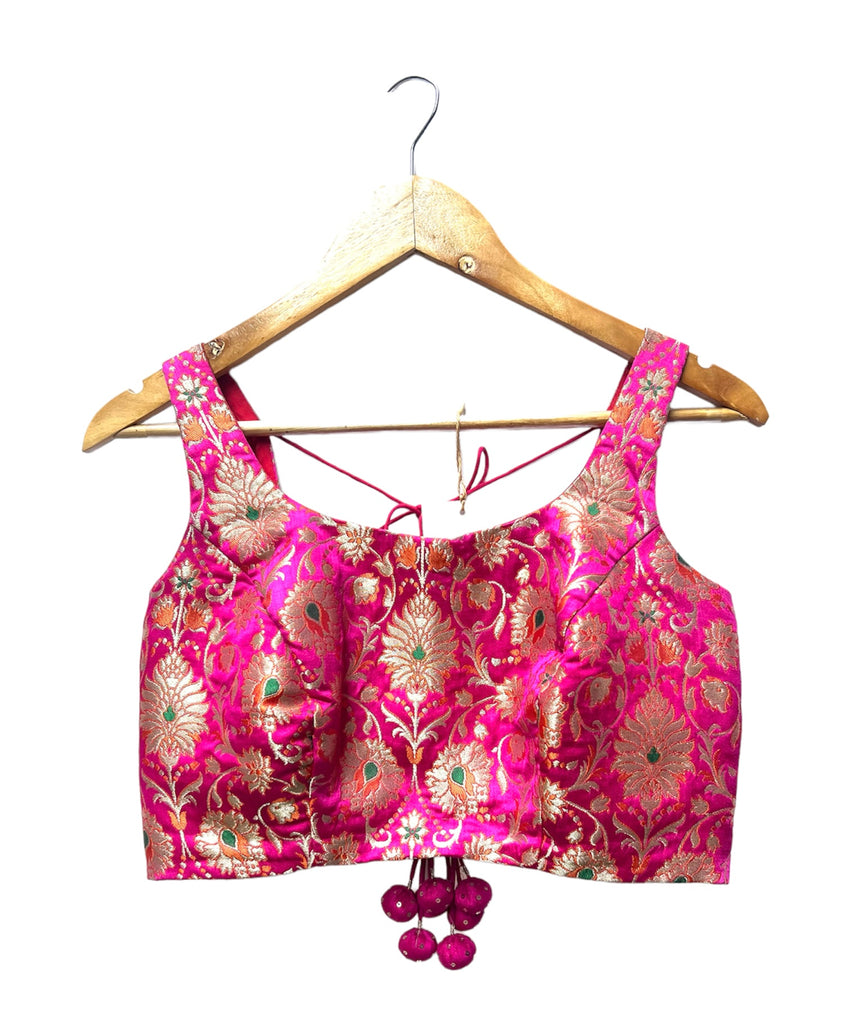 pink kinkhab sleeveless blouse - Anjanase