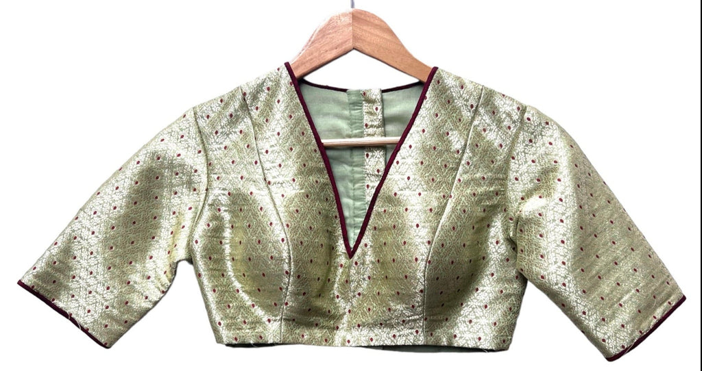 Green Kinkhab Blouse. - Anjanase