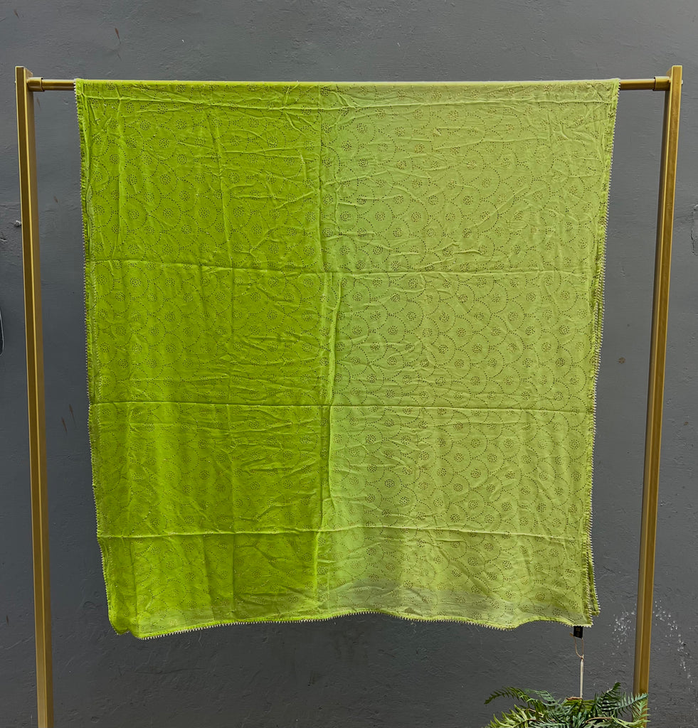 Green Chiffon dupatta - Anjanase