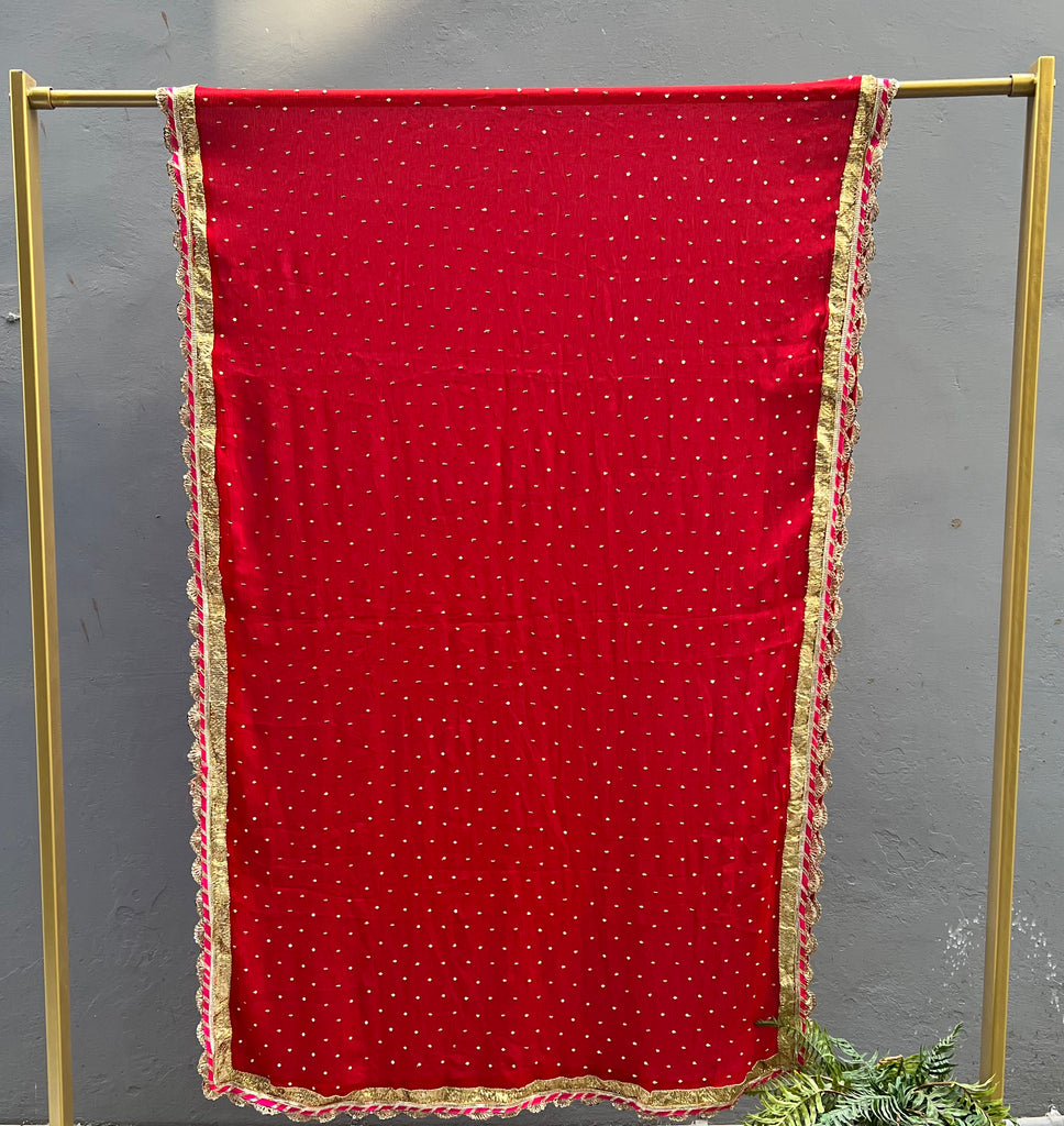 Red Chiffon Dupatta - Anjanase