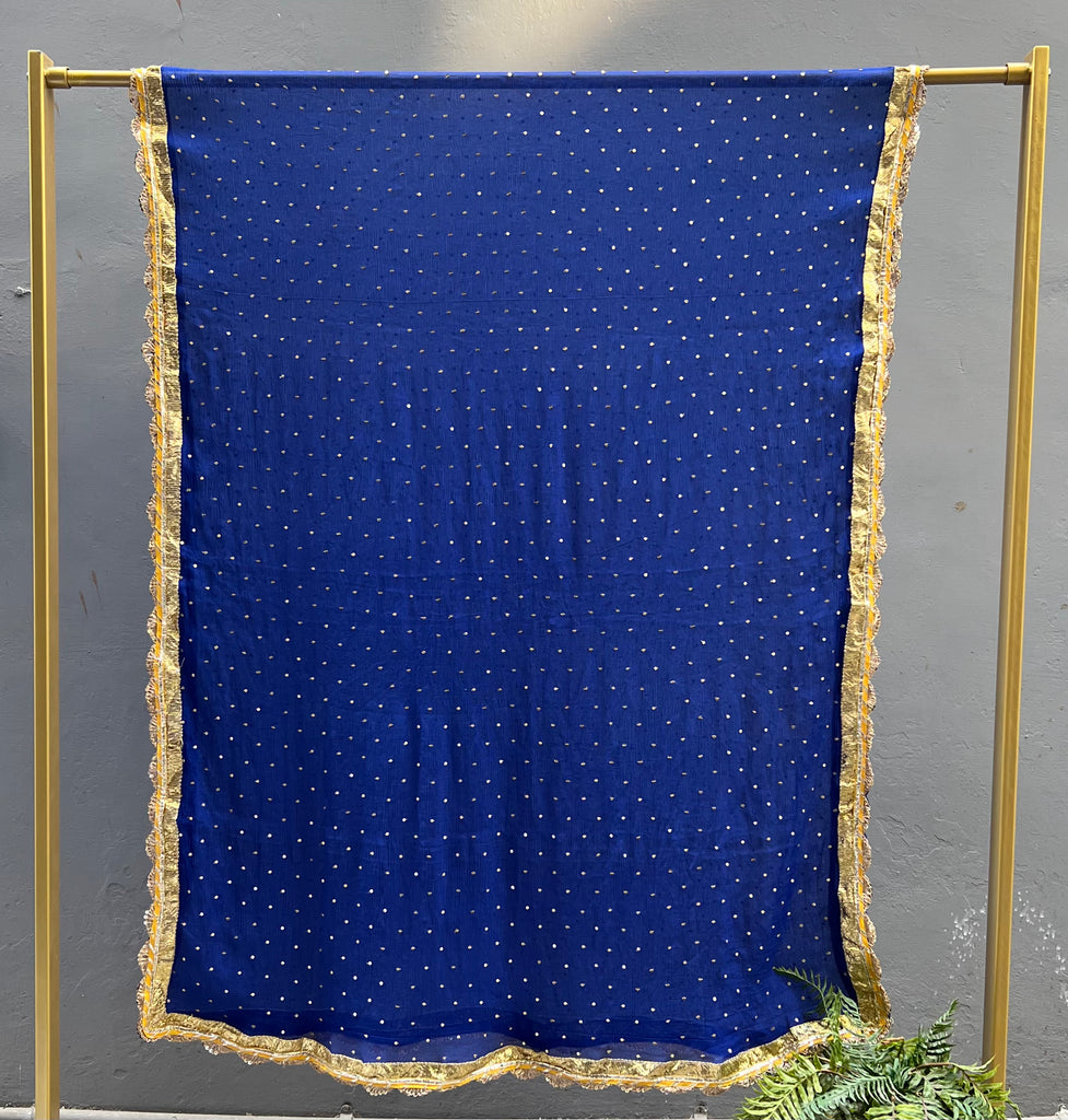 Royal Blue Chiffon Dupatta - Anjanase