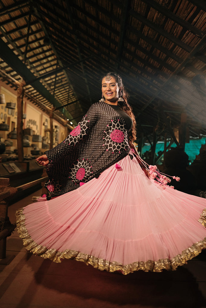 Pink surajmukhi lehenga set - Anjanase