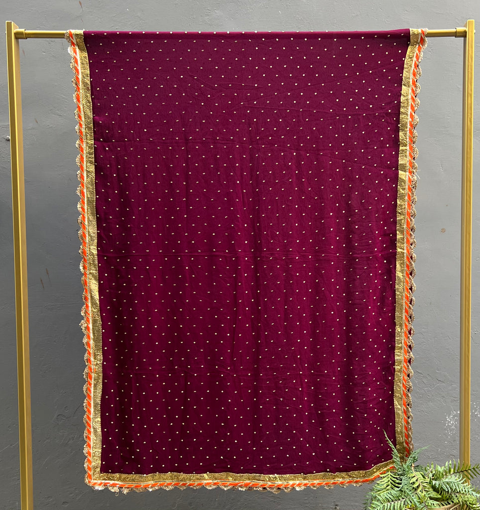 Maroon Chiffon Dupatta - Anjanase