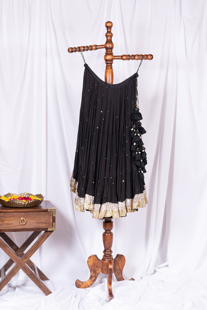 Black Sitara Flared Skirt - Anjanase