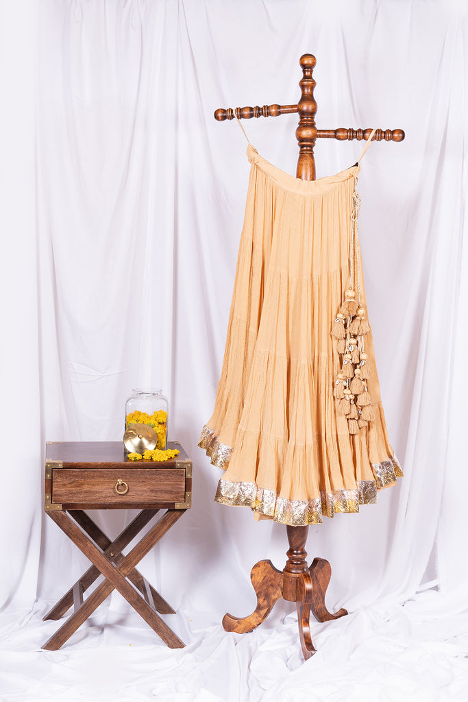 Biscuit Flared Skirt - Anjanase