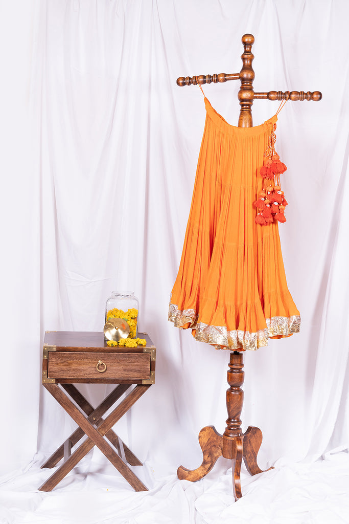 Orange Flared Skirt - Anjanase