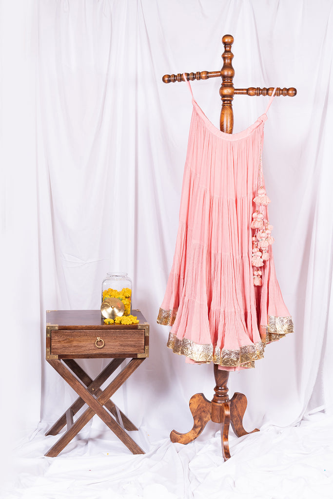 Soft Pink Flared Skirt - Anjanase