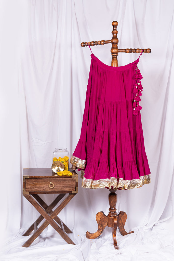 Royal Pink Flared Skirt - Anjanase